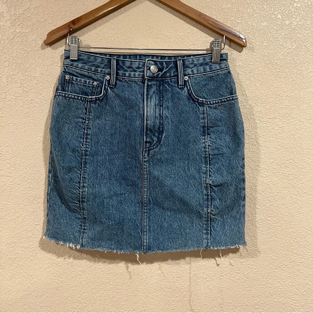 GRLFRND Denim Natalie raw hemline high waist jean skirt 27/4